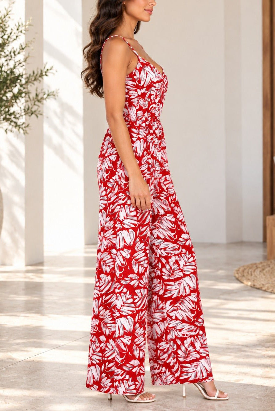 Ladies Orange Floral Strappy Jumpsuit - StylePhase SA
