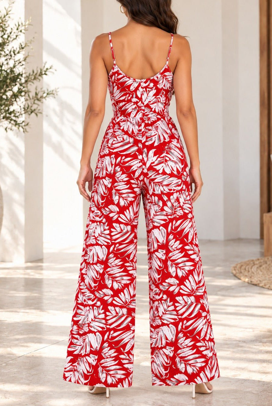 Ladies Orange Floral Strappy Jumpsuit - StylePhase SA