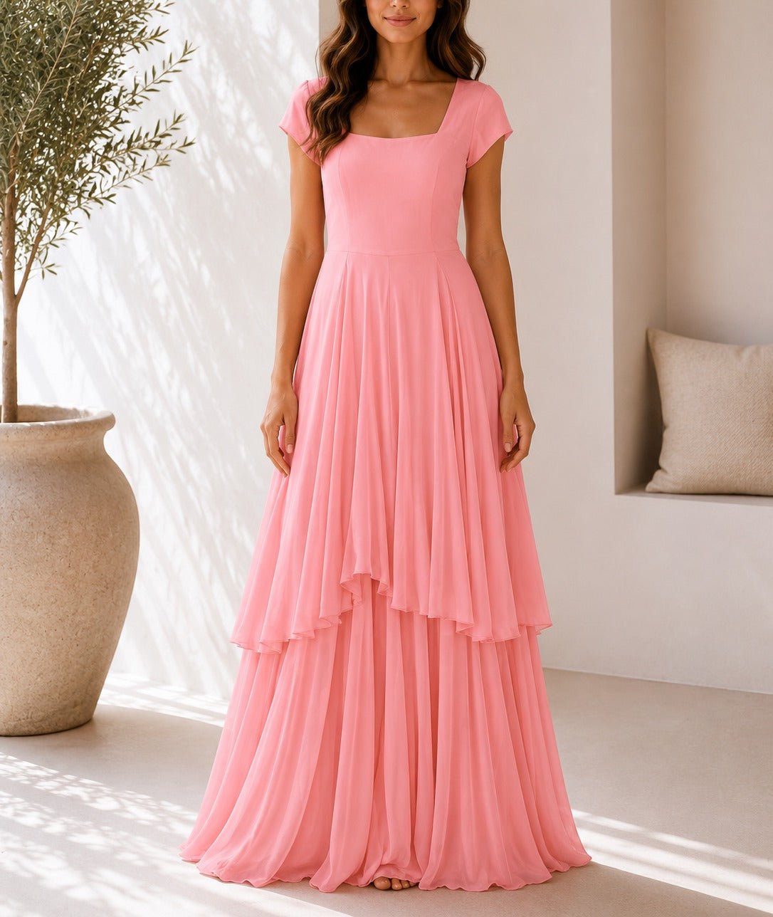 Ladies Pink Layered Maxi Dress - StylePhase SA