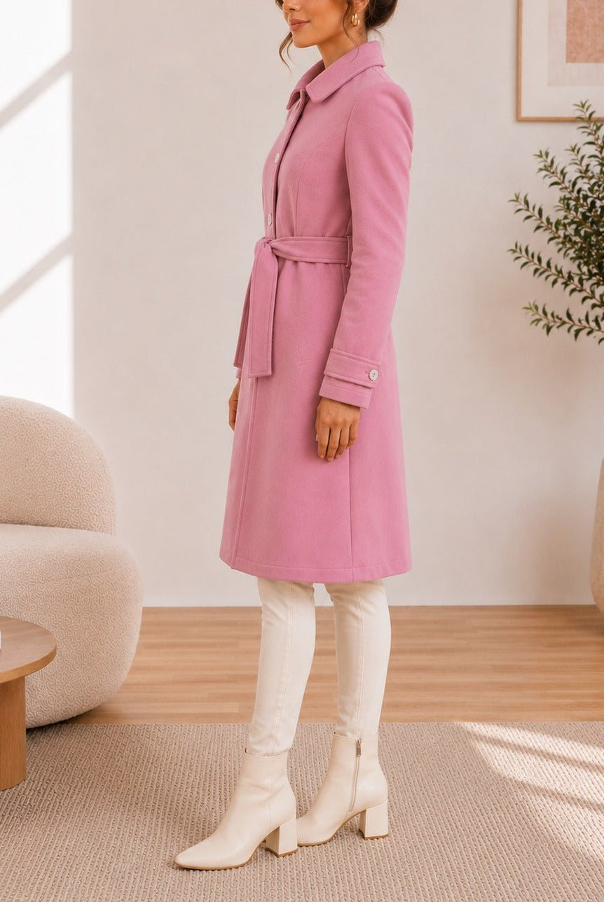 Ladies Pink Melton Collar Coat - StylePhase SA