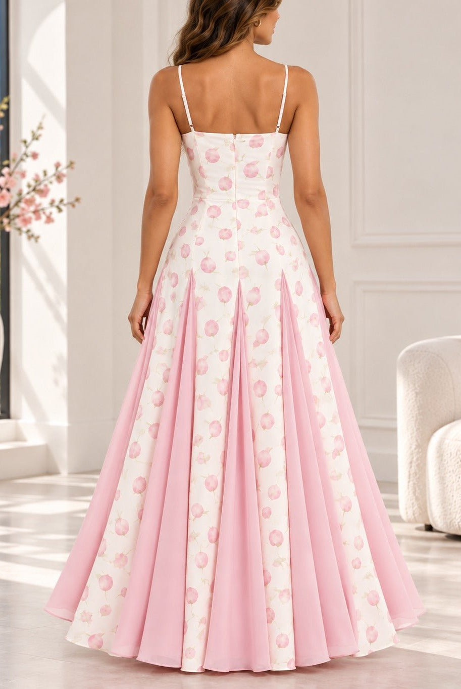 Ladies Pink Rose Maxi Dress - StylePhase SA