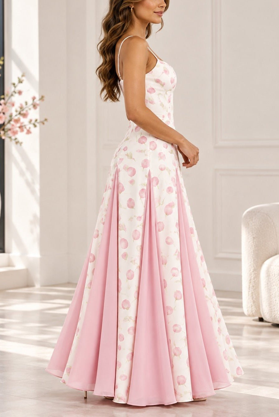 Ladies Pink Rose Maxi Dress - StylePhase SA