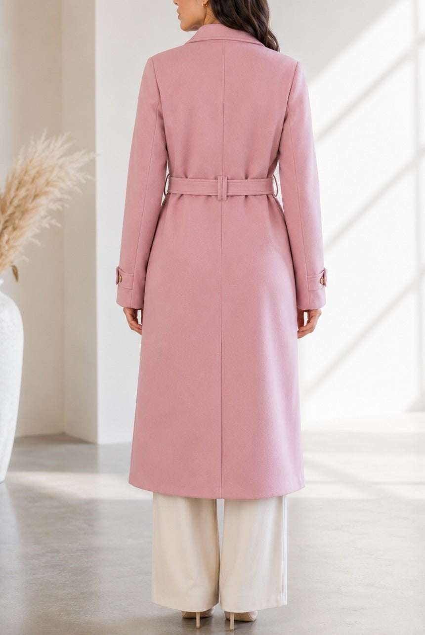 Ladies Pink Side Collar Melton Coat - StylePhase SA
