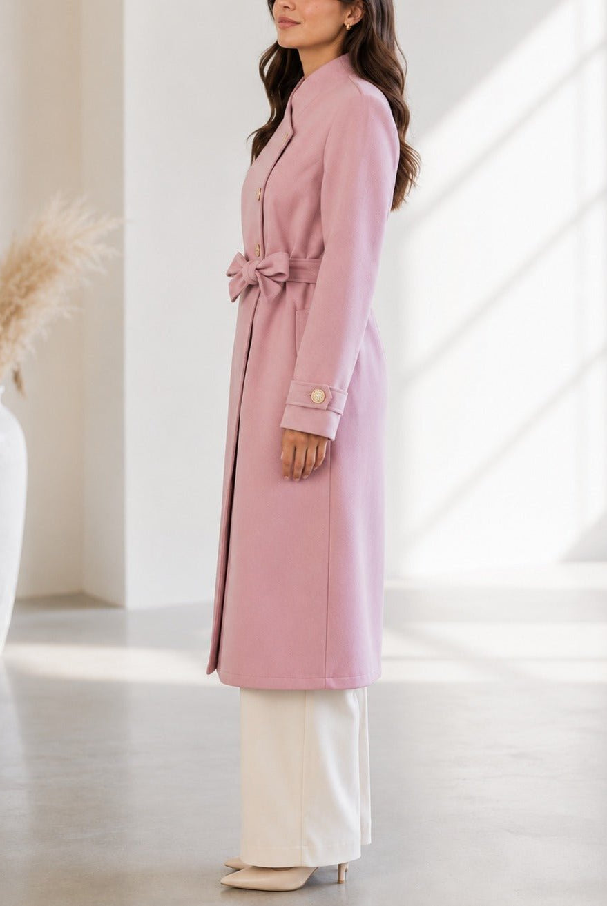 Ladies Pink Side Collar Melton Coat - StylePhase SA