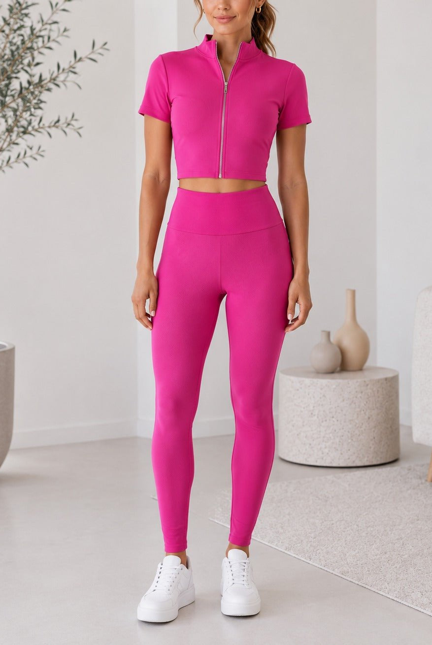 Ladies Pink Zip Up Two-Piece Activewear Set - StylePhase SA