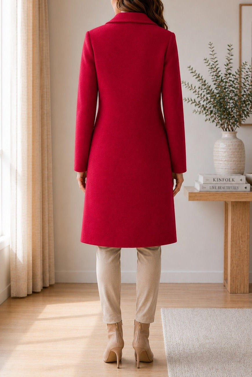 Ladies Red 3 Button Melton Coat - StylePhase SA