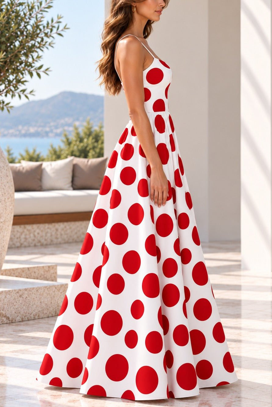 Ladies Rust Polka Dot Tie Back Dress - StylePhase SA