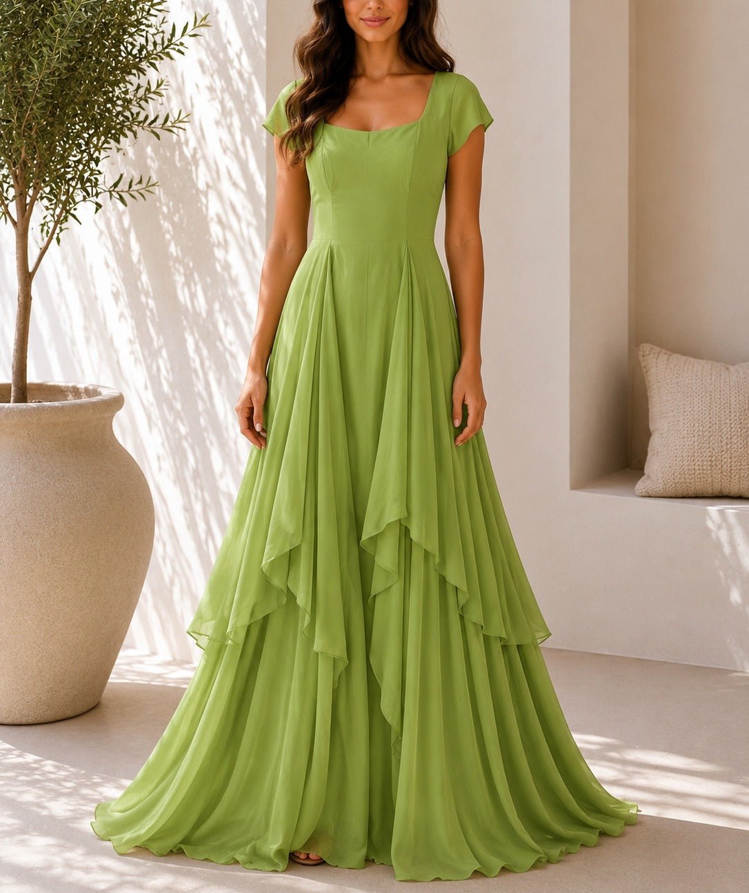 Ladies Sage Green Layered Maxi Dress - StylePhase SA