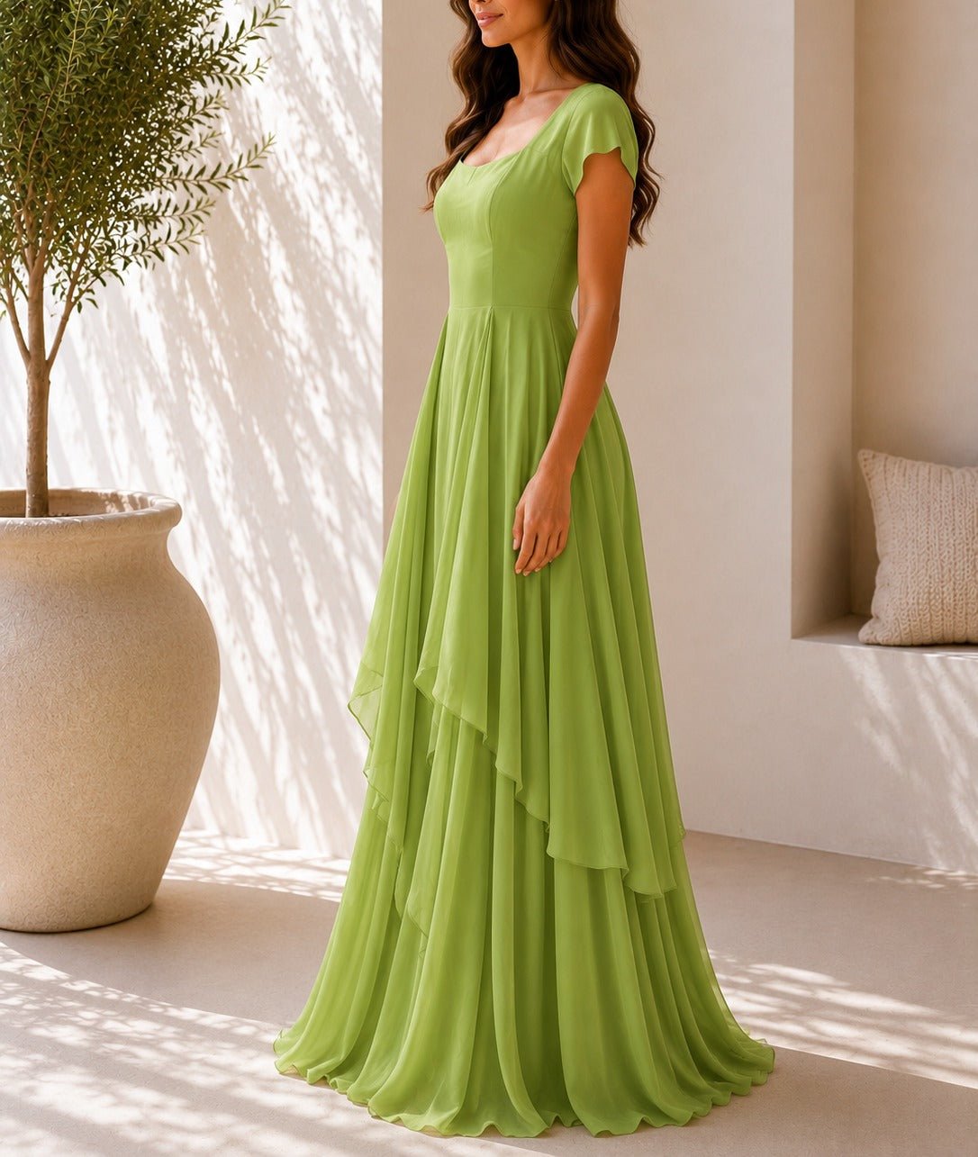 Ladies Sage Green Layered Maxi Dress - StylePhase SA