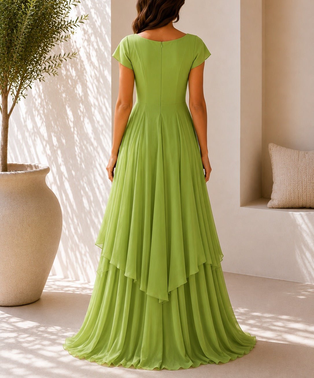 Ladies Sage Green Layered Maxi Dress - StylePhase SA