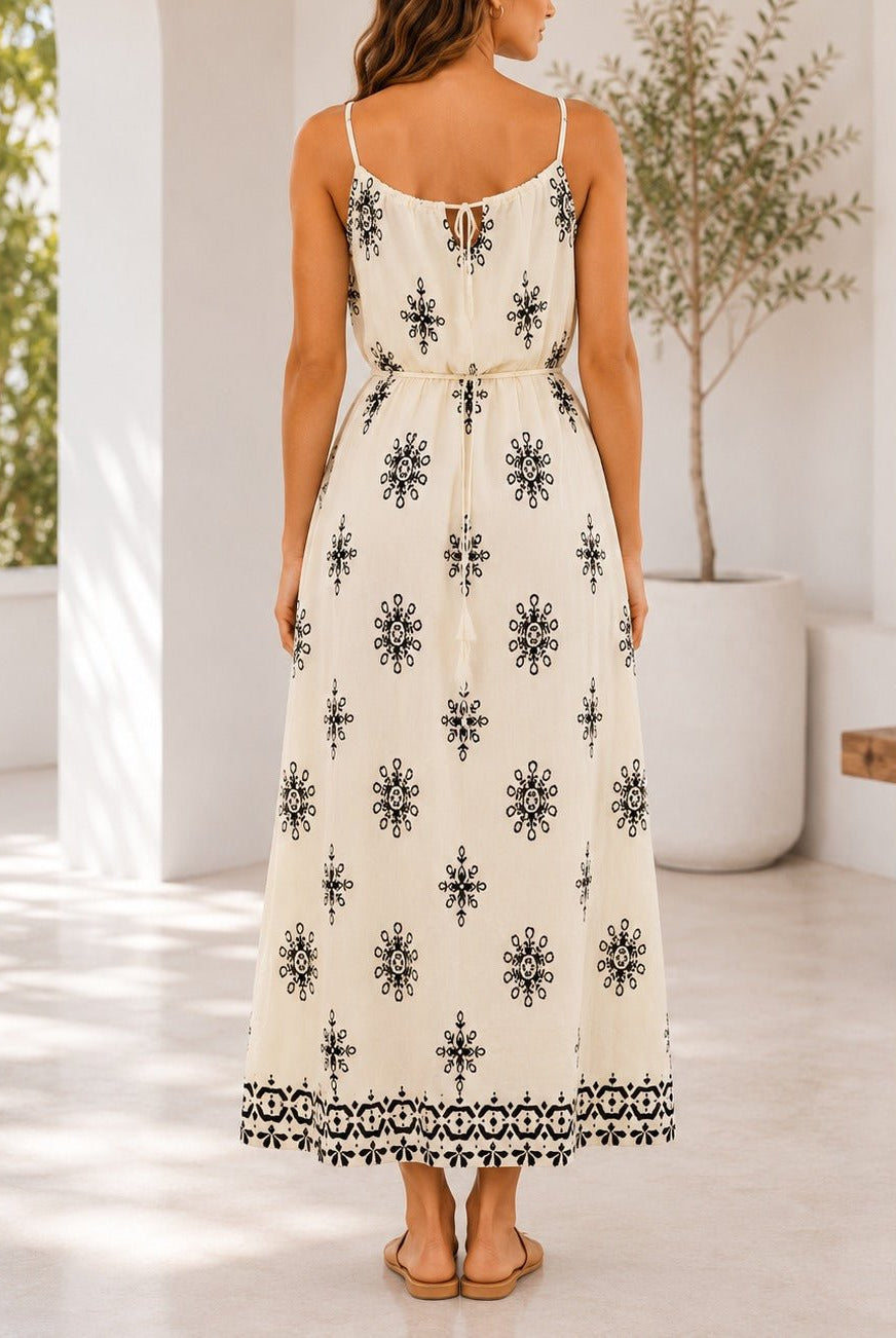 Ladies Tie Front Cream Pocket Dress - StylePhase SA