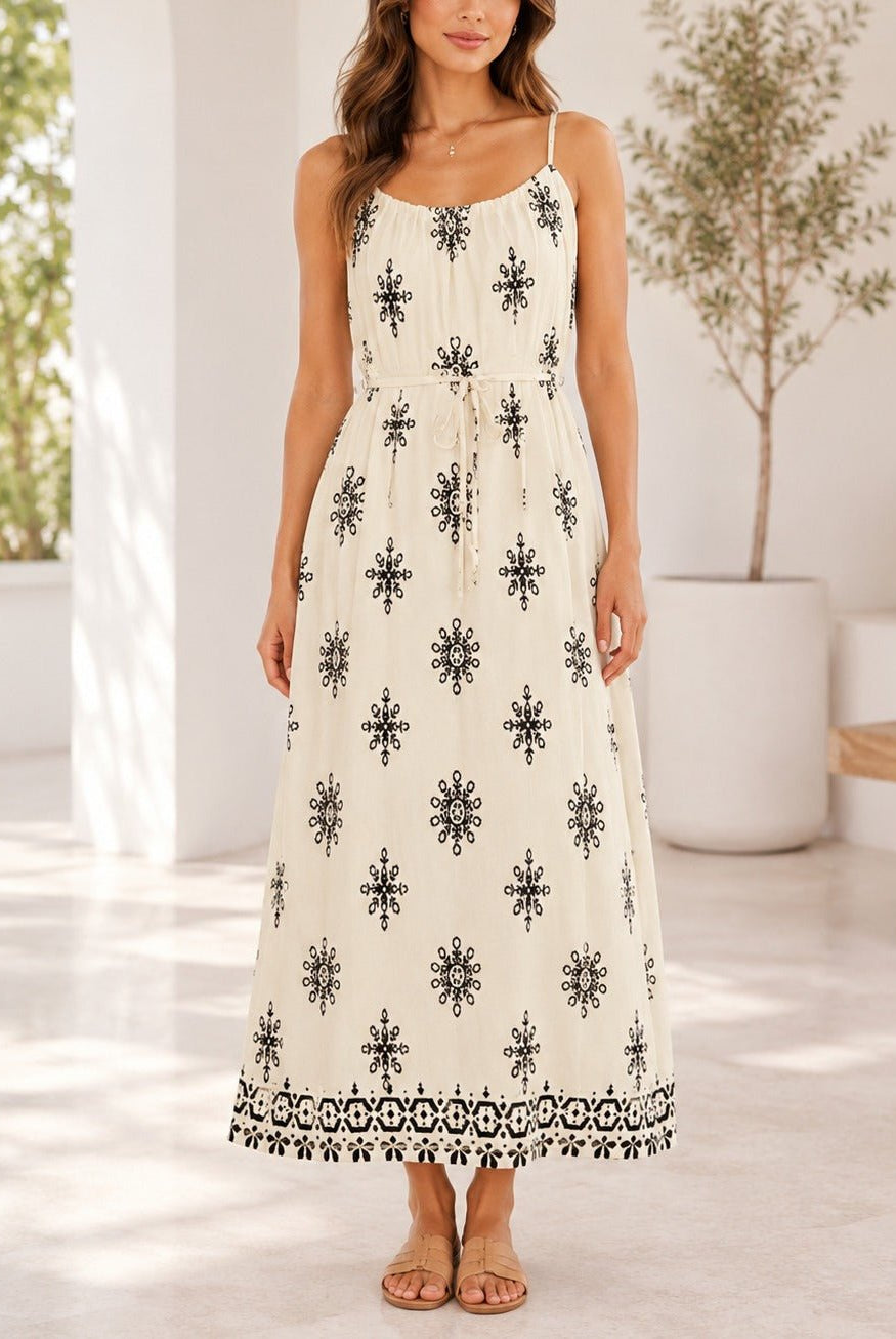 Ladies Tie Front Cream Pocket Dress - StylePhase SA