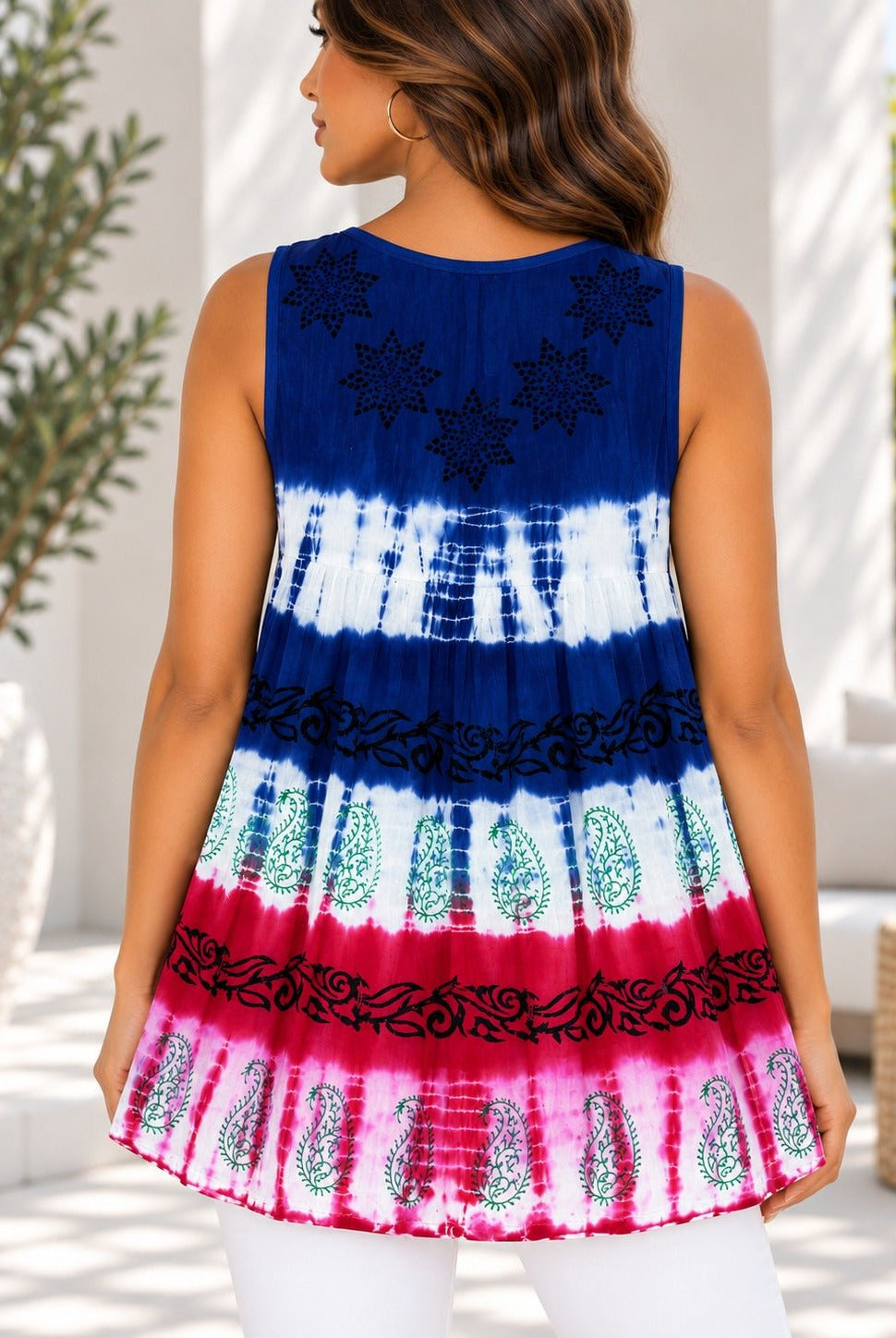 Ladies Tye Dye Top -Royal - StylePhase SA