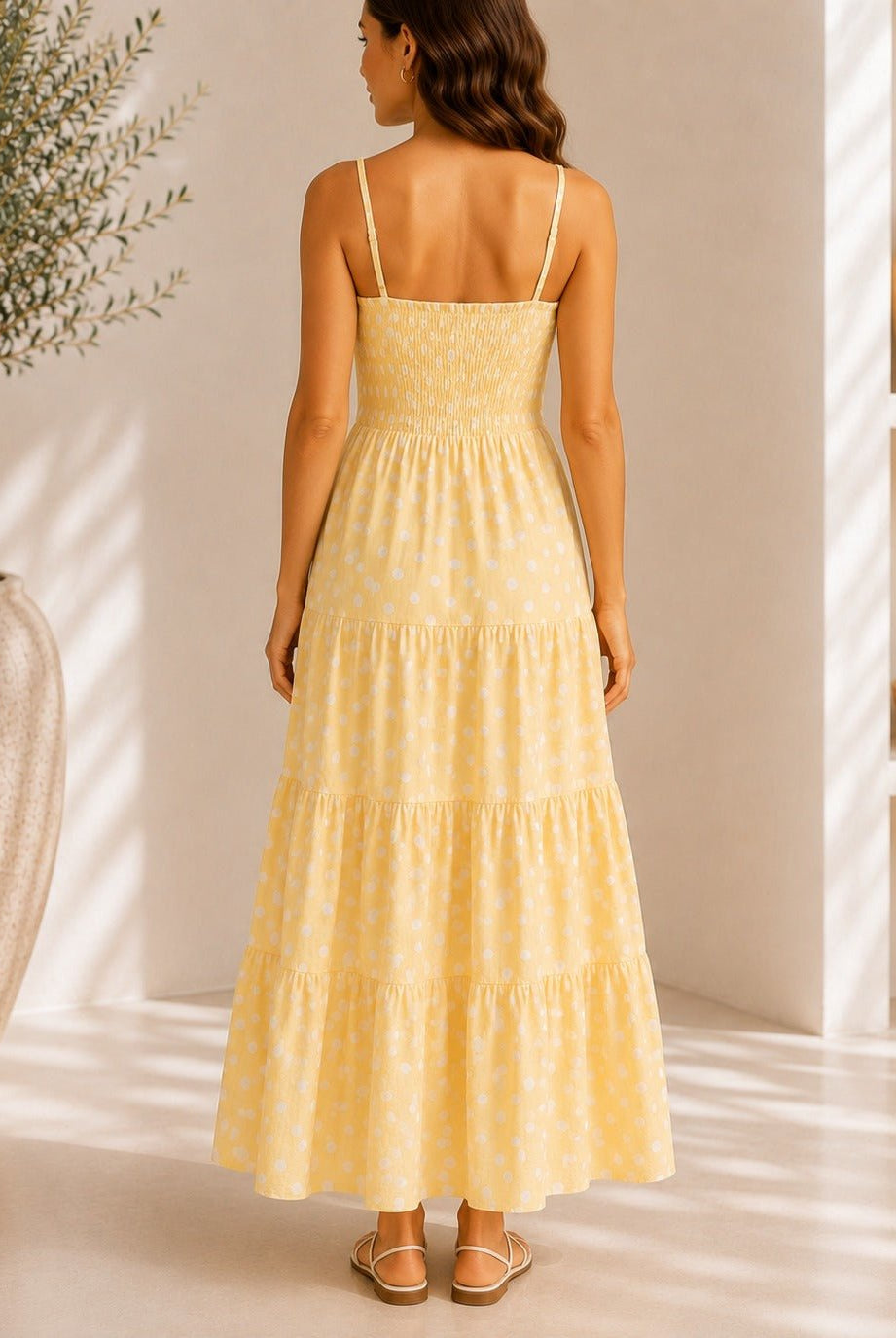 Ladies Yellow Polka Dot Pocket Dress - StylePhase SA