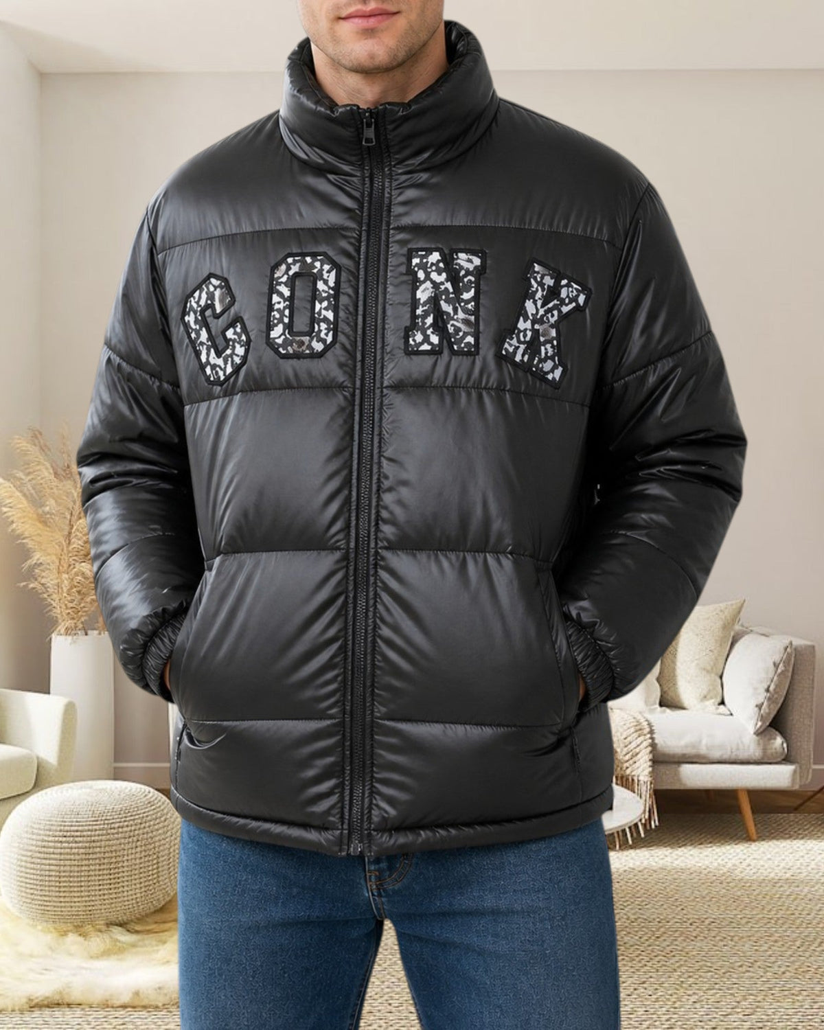 Unisex Grey Printed Jacket - Conk - StylePhase SA