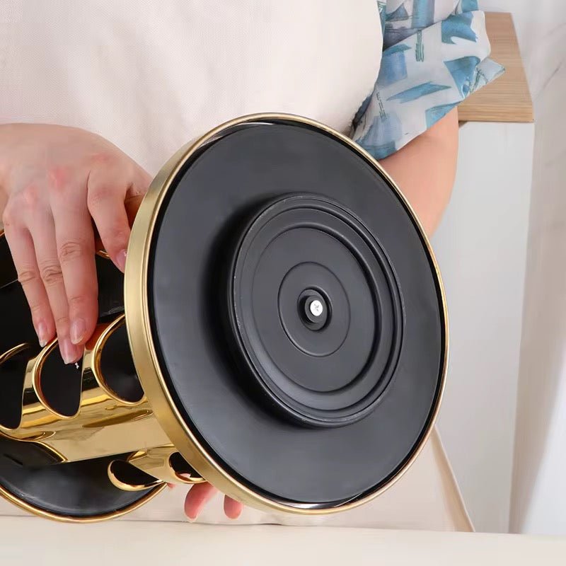 360 Rotating Gold Glass Spice Rack - 12 Jars - Home Phase