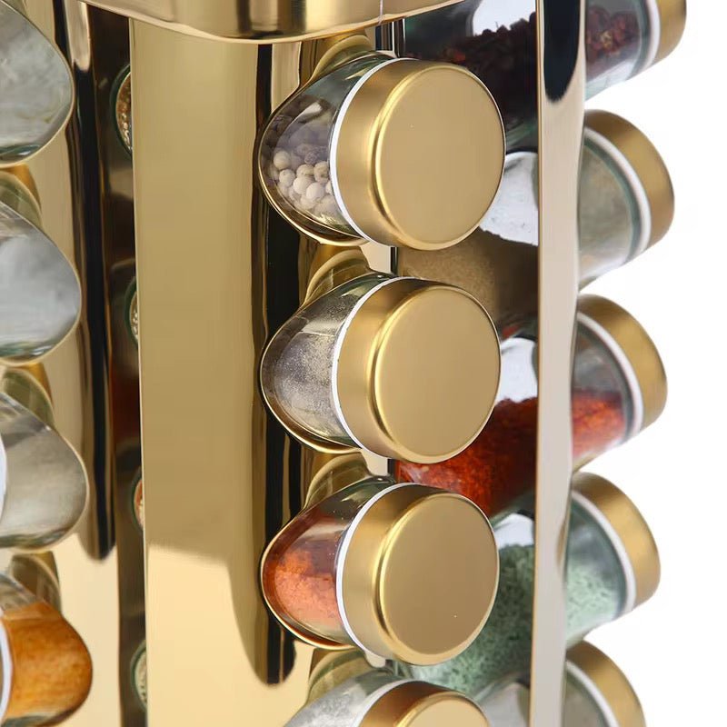 360 Rotating Lux Spice Rack - Gold & Marble - 12 Jars - Home Phase
