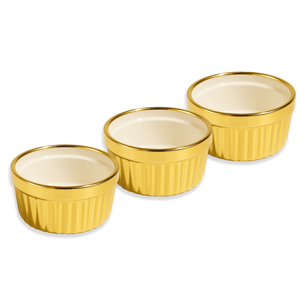 3PC Cereamic Gold Ramekin Set - 10cm - Home Phase