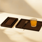 3PC MDF Wooden Narrow Serving Tray Set - Dark Wood - Home Phase