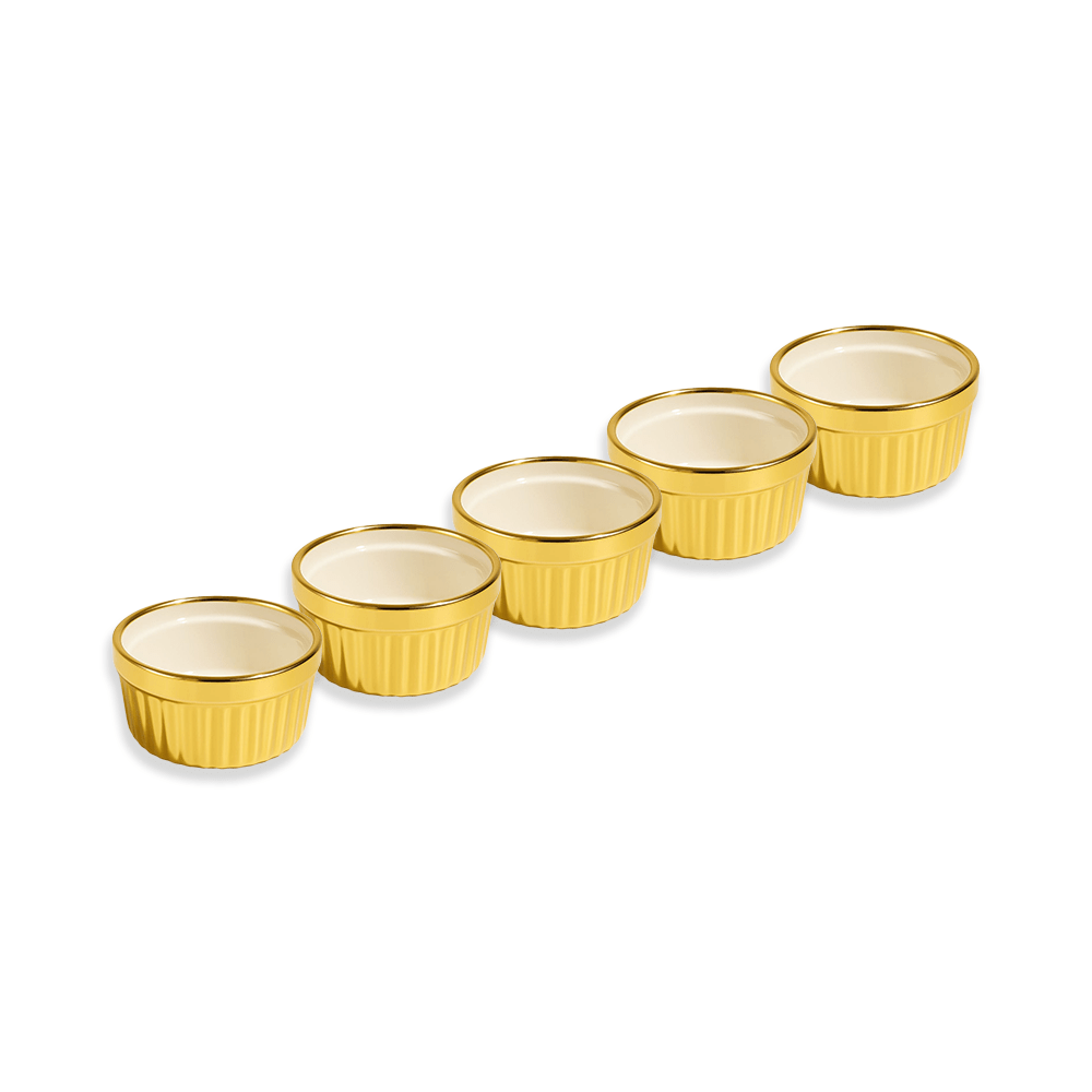5PC Cereamic Gold Ramekin Set - 7cm - Home Phase