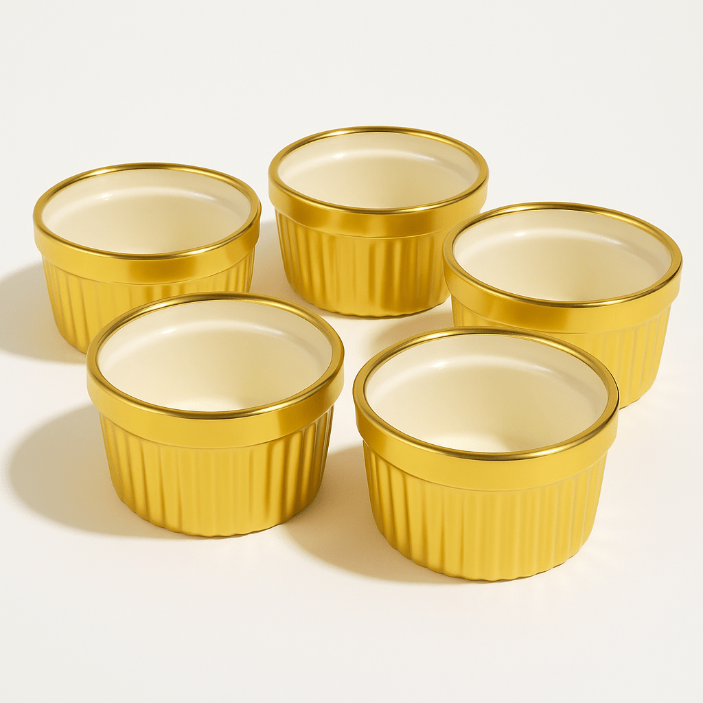 5PC Cereamic Gold Ramekin Set - 7cm - Home Phase
