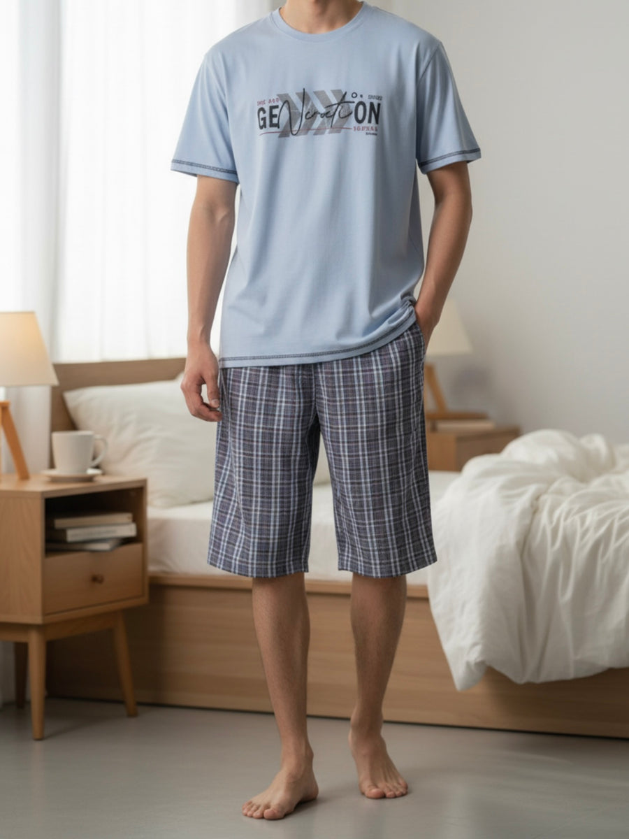Men’s Souk Light Blue Generation Print Pyjama – Forever Sleepy