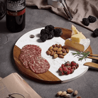 Acacia Wood & White Marble Chopping Board - 30 cm - Home Phase