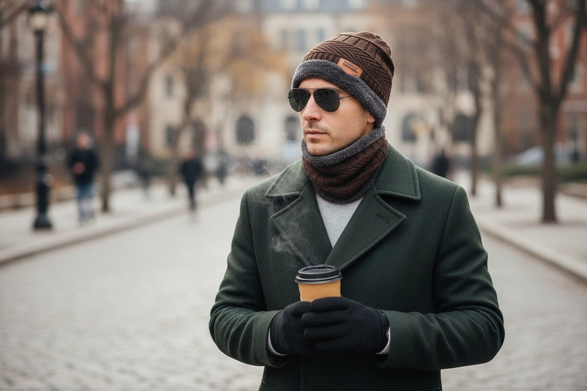Brown Faux Fur Beanie And Neck Warmer Set - StylePhase SA