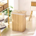 Foldable Square Bamboo Laundry Basket - 65 L - Style Phase Home