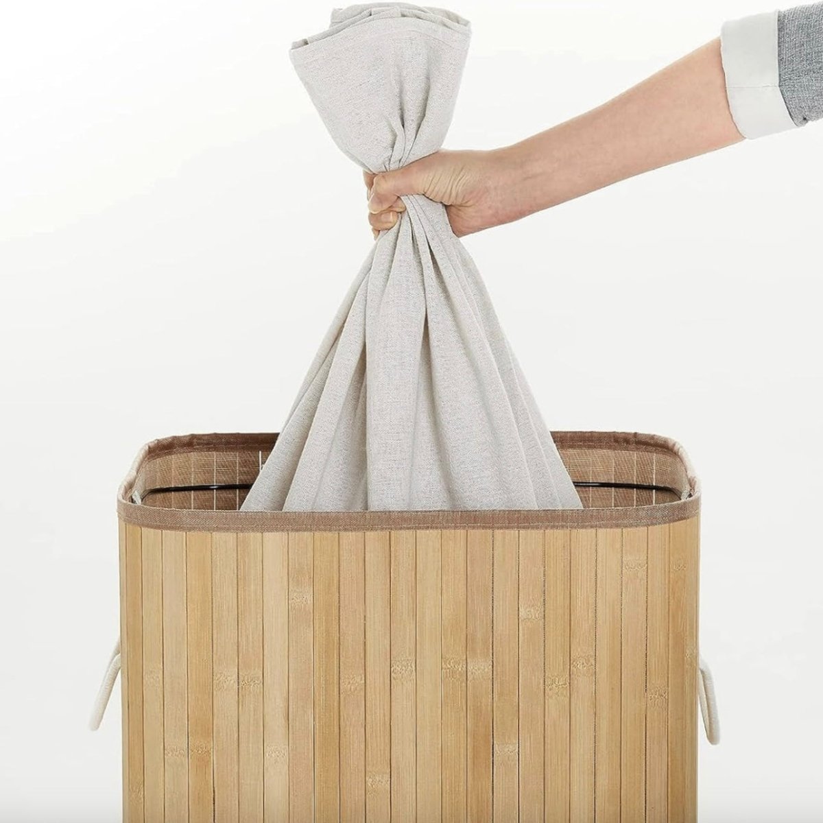 Foldable Square Bamboo Laundry Basket - 65 L - Style Phase Home