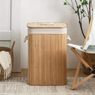 Foldable Square Bamboo Laundry Basket - 65 L - Style Phase Home