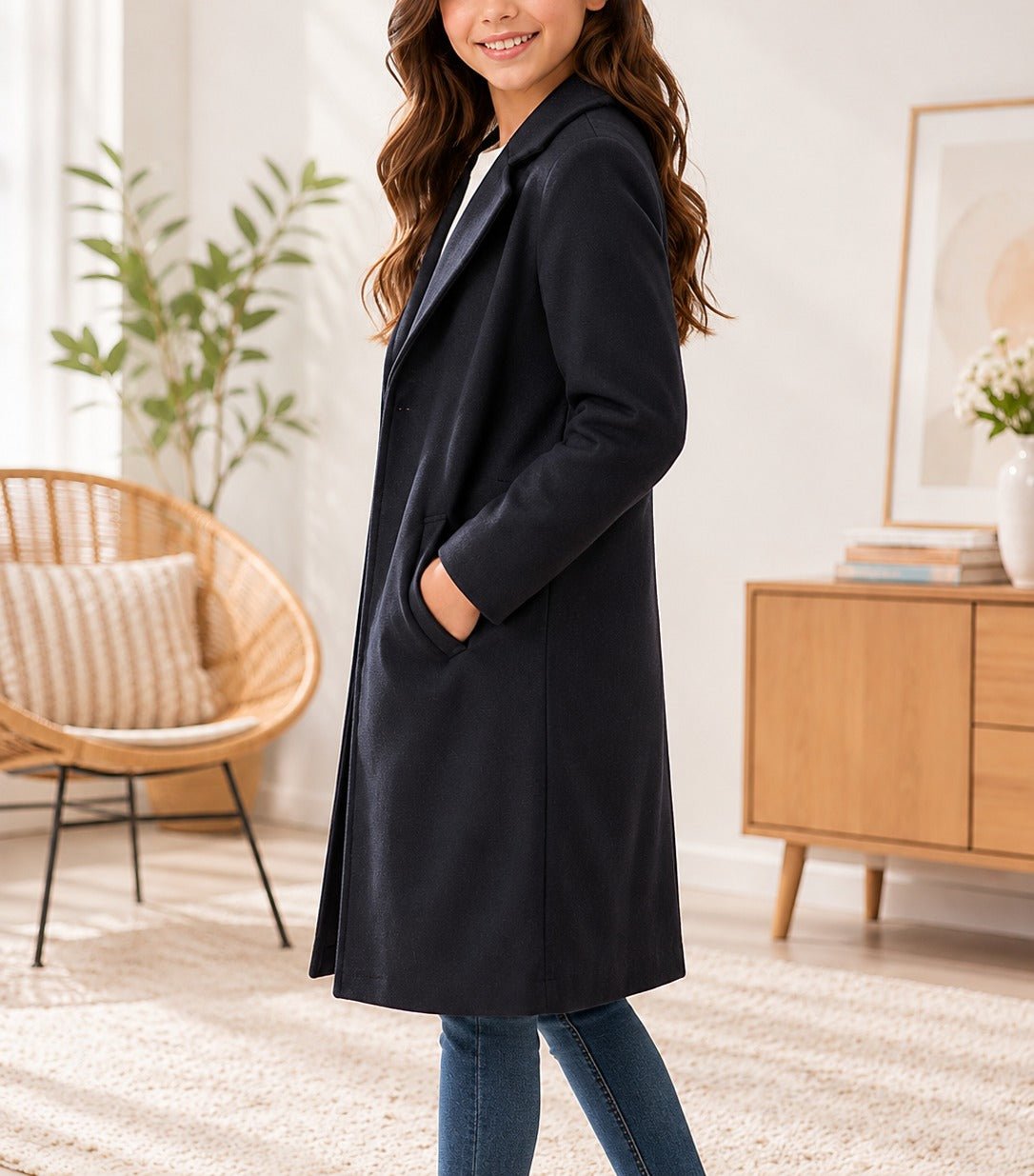 Girls Black Blazer Melton Coat - StylePhase SA