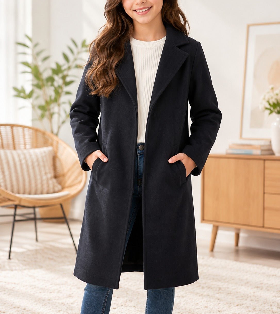 Girls Black Blazer Melton Coat - StylePhase SA