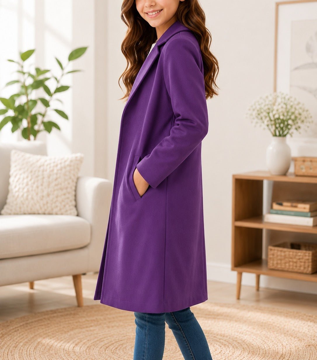 Girls Purple Blazer Melton Coat - StylePhase SA