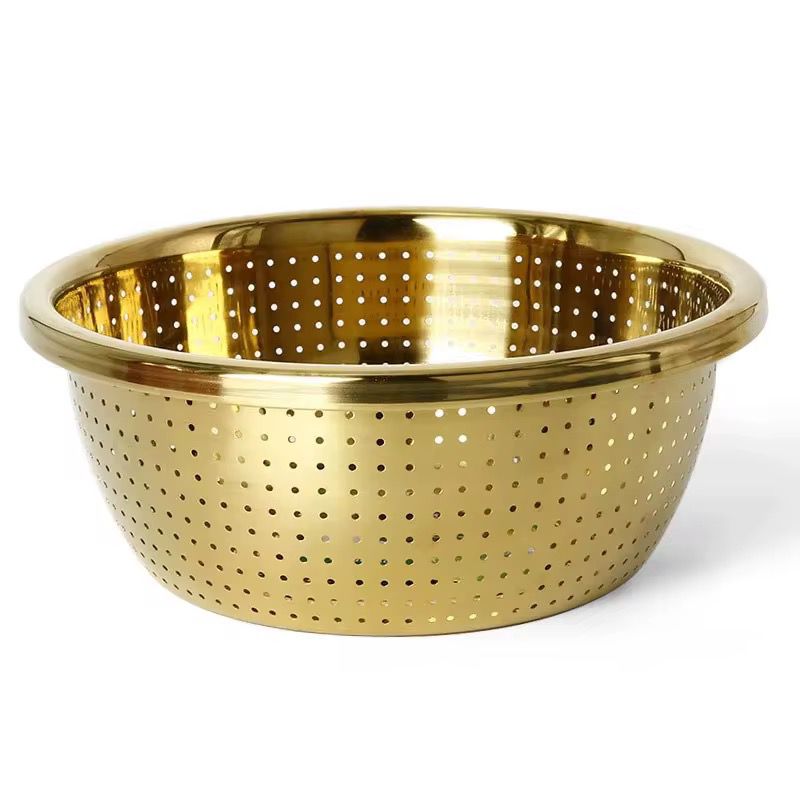 Gold Stainless Steel Collander Bowl - Home Phase