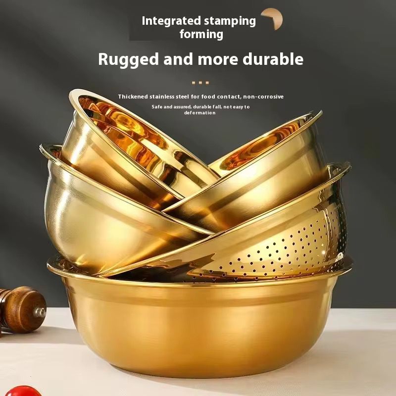 Gold Stainless Steel Collander Bowl - Home Phase