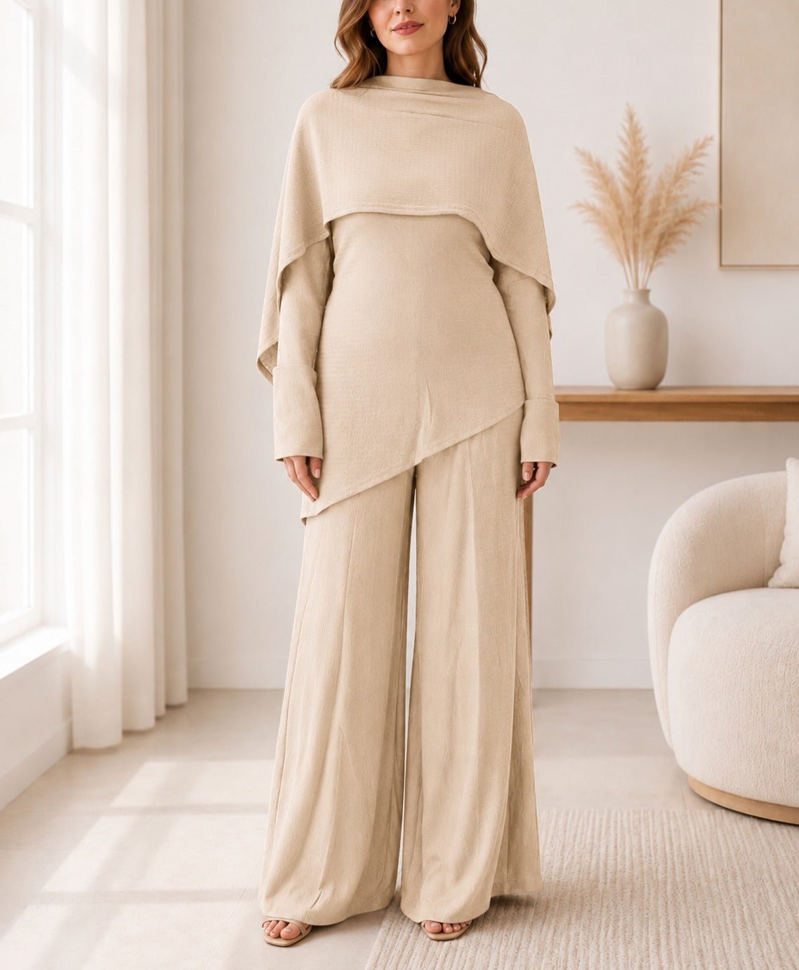 Ladies Beige New Feeling Modest Three Piece Set - StylePhase SA