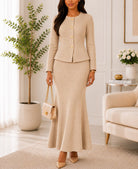 Ladies Beige Rib Two Piece Set- New Feeling - StylePhase SA