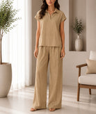 Ladies Beige Textured Two-piece New Feeling Set - StylePhase SA