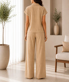 Ladies Beige Textured Two-piece New Feeling Set - StylePhase SA