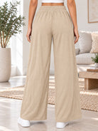 Ladies Beige Wide Leg Drawstring Pocket Pants - StylePhase SA
