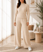 Ladies Biege Jersey Rib Two-Piece Set -New Feeling - StylePhase SA