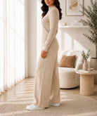Ladies Biege Jersey Rib Two-Piece Set -New Feeling - StylePhase SA