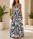 Ladies Black And White Patterned Maxi Dress - StylePhase SA