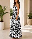 Ladies Black And White Patterned Maxi Dress - StylePhase SA