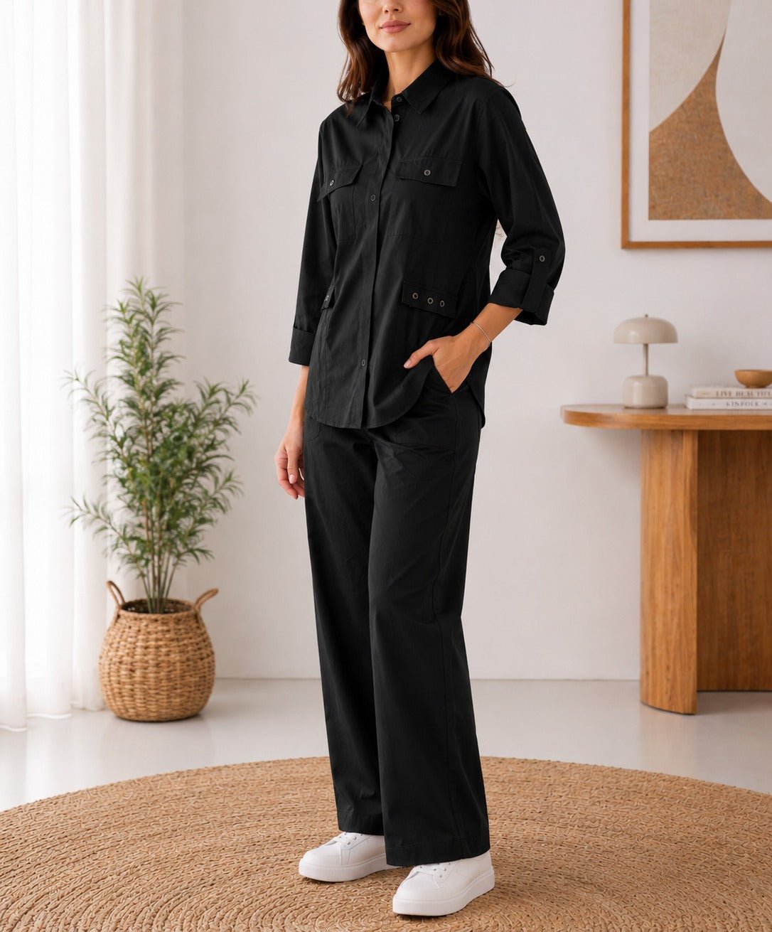 Ladies Black Button Through Two Piece Set- New Feeling - StylePhase SA