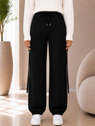 Ladies Black Drawstring Cargo Pants - StylePhase SA