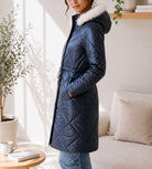 ladies Black Faux Fur Hoody Padded jacket - StylePhase SA