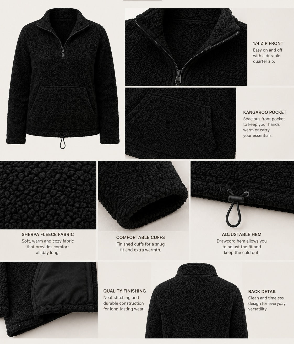 Ladies Black Faux Fur Zip Jacket - StylePhase SA