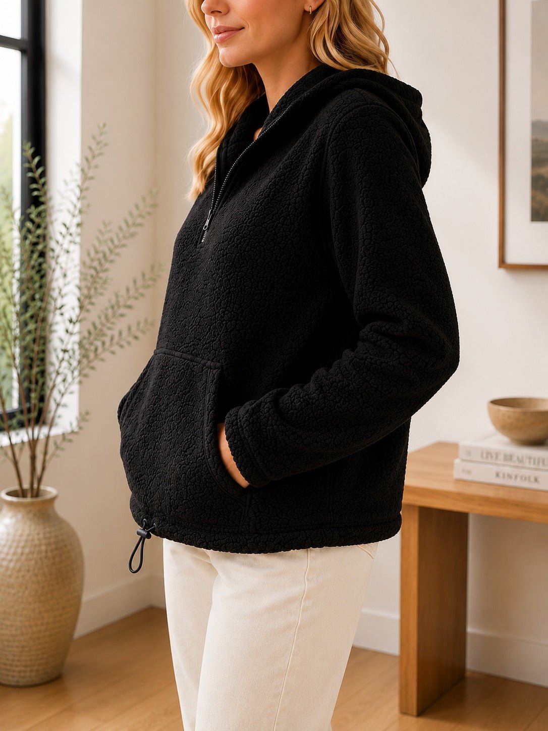 Ladies Black Faux Fur Zip Jacket - StylePhase SA